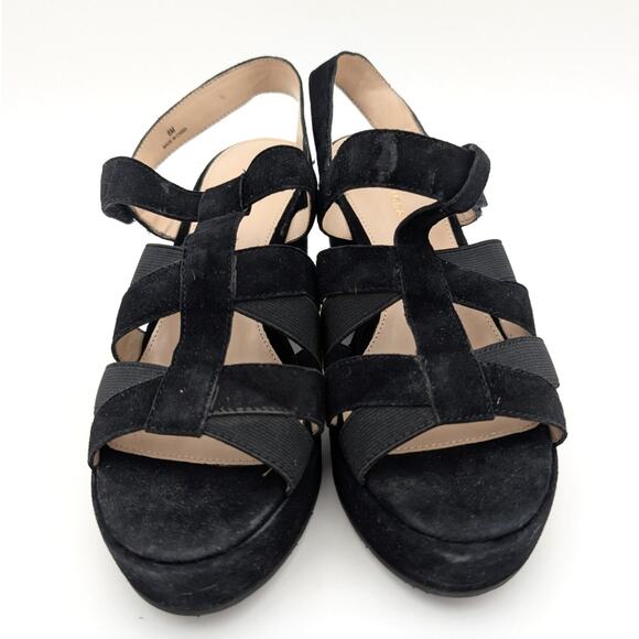 Pelle Moda Kym Platform Wedge Heel Sandal Open Toe Women's Black Size US8M EU39 - Picture 5 of 12